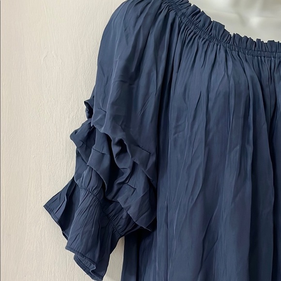 Mersea Blue  Pleated Puff Sleeve Mini Sundress - Picture 7 of 13